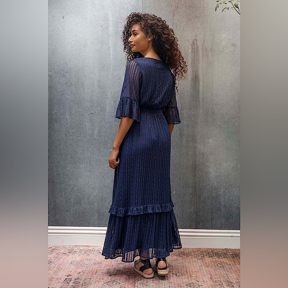🪁Jun Ivy Lace Button Front Maxi Dress in Navy Blue, Size M, NWT✨ - Picture 2 of 5